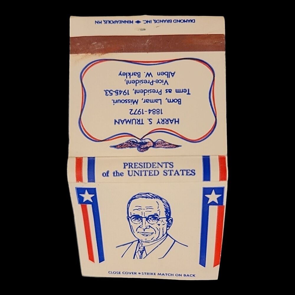 Vintage Harry‎ S. Truman Matchbook Presidents of the United States Matches